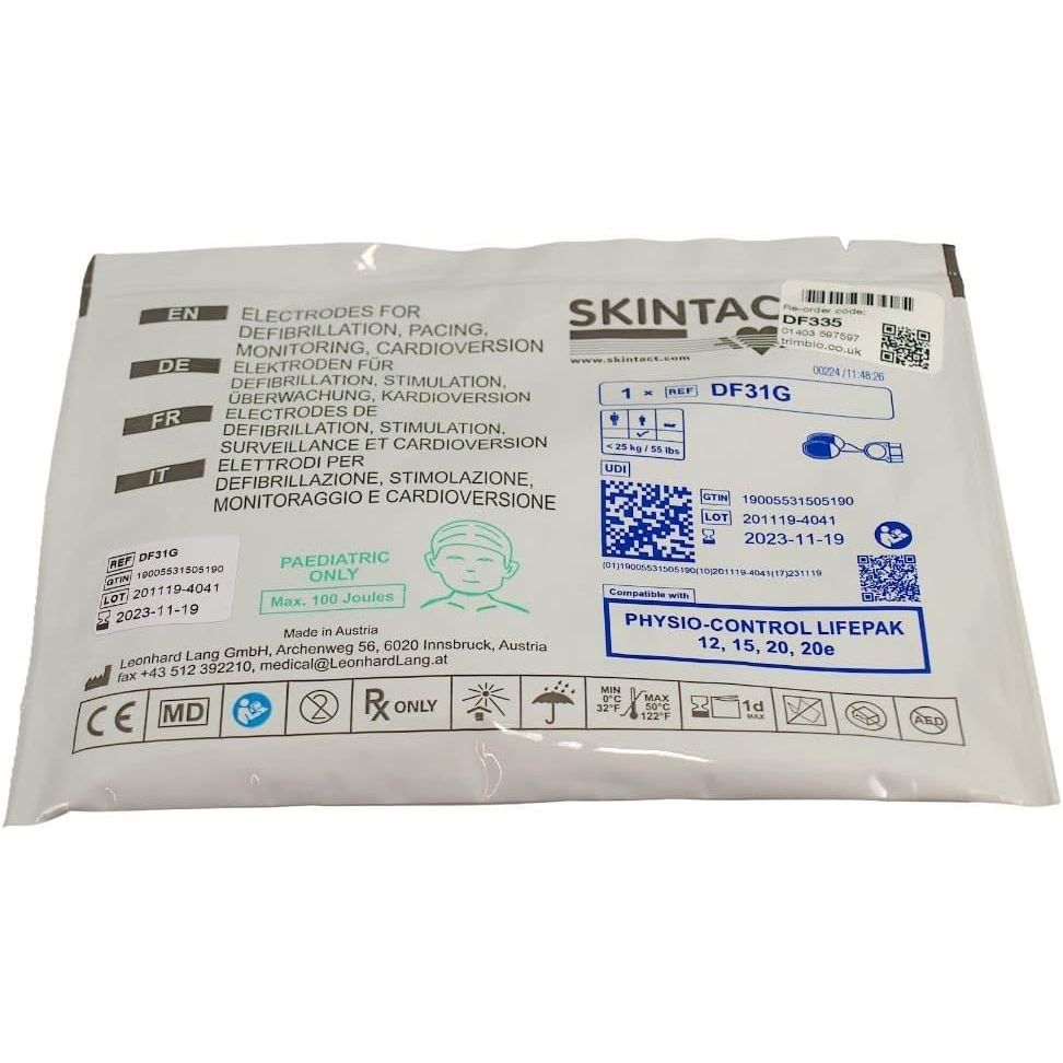 SKINTACT Paediatric Defib Pads - Compatible with Physio Control Lifepak 12, 15, 20, 500, 1000