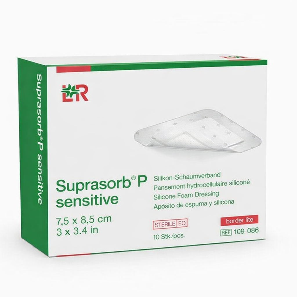 Lohmann & Rauscher Suprasorb P Sensitive Border Silicone Foam Dressings 7.5 x 8.5 cm